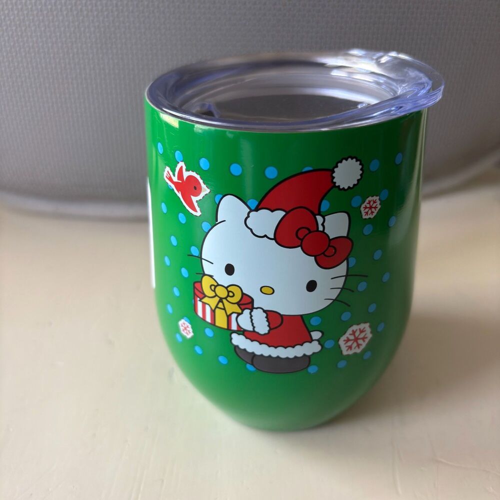 Sanrio 2023 Hello Kitty Santa Holiday Stainless Steel 12 oz. Wine Tumbler w/Lid